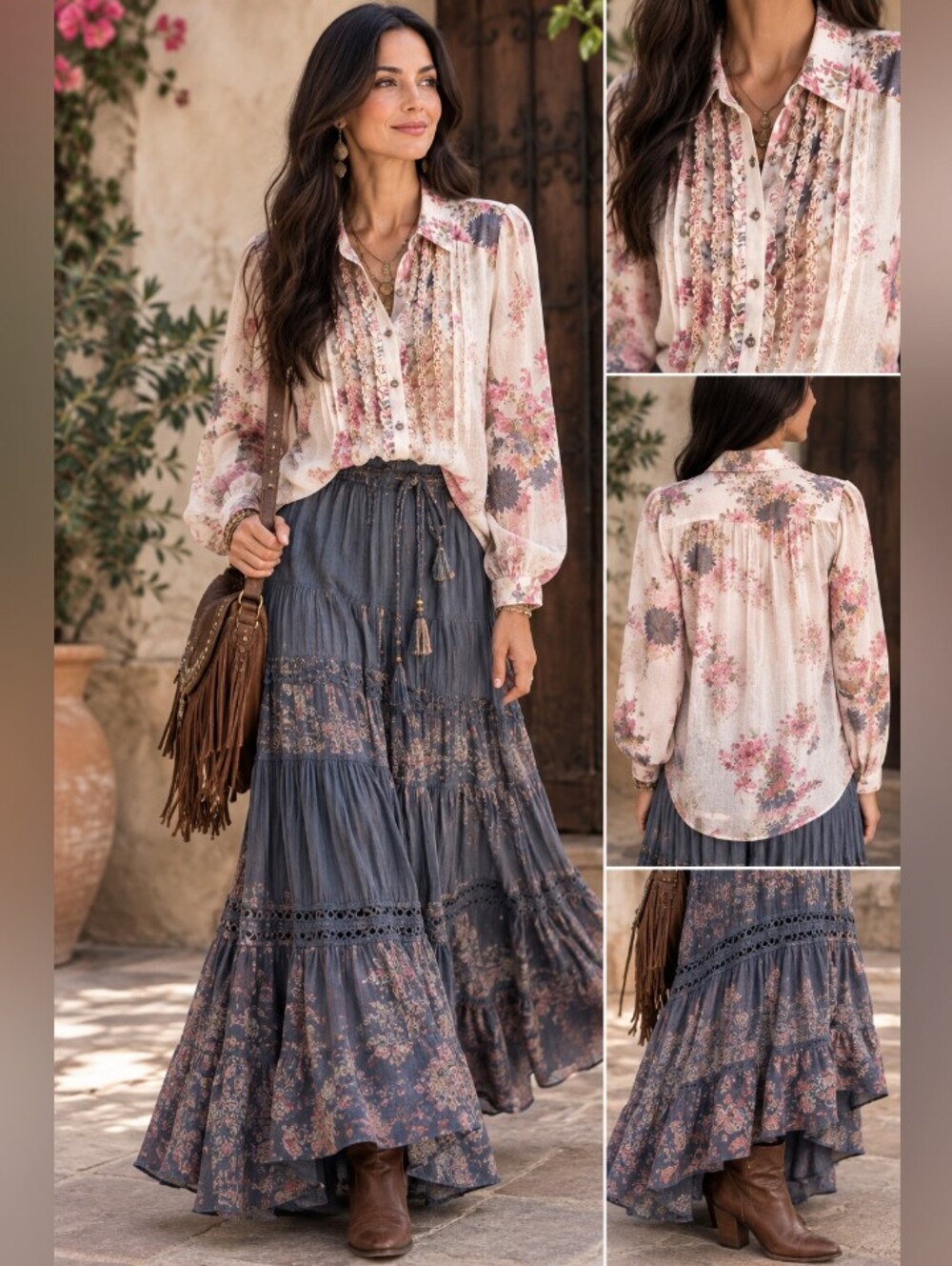ARATTA SILENT JOURNEY Floral Button-up Blouse M